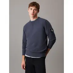 CALVIN KLEIN - Poleron de algodón con insignia Azul