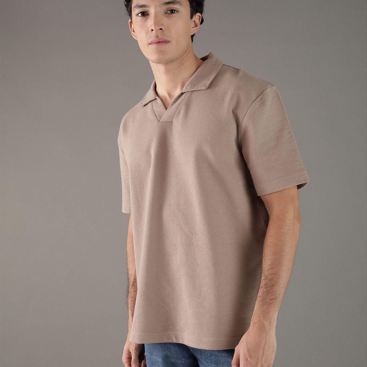CALVIN KLEIN - Polo texturizado con tejido crepé Beige Calvin Klein