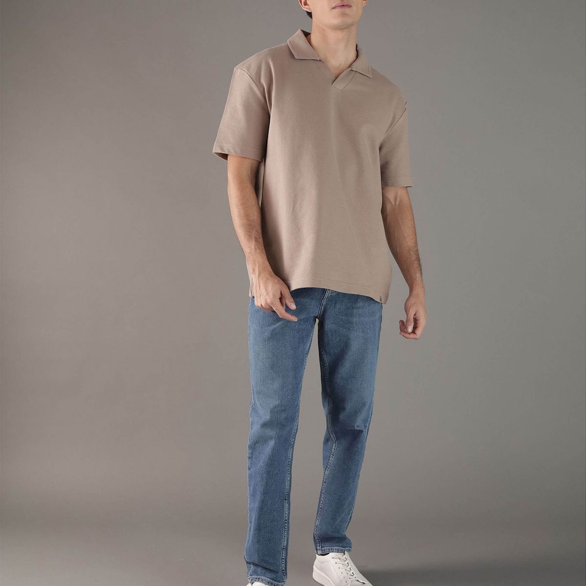 CALVIN KLEIN - Polo texturizado con tejido crepé Beige Calvin Klein