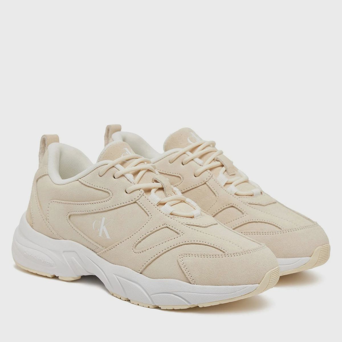 CALVIN KLEIN - Zapatillas retro de gamuza Beige Calvin Klein