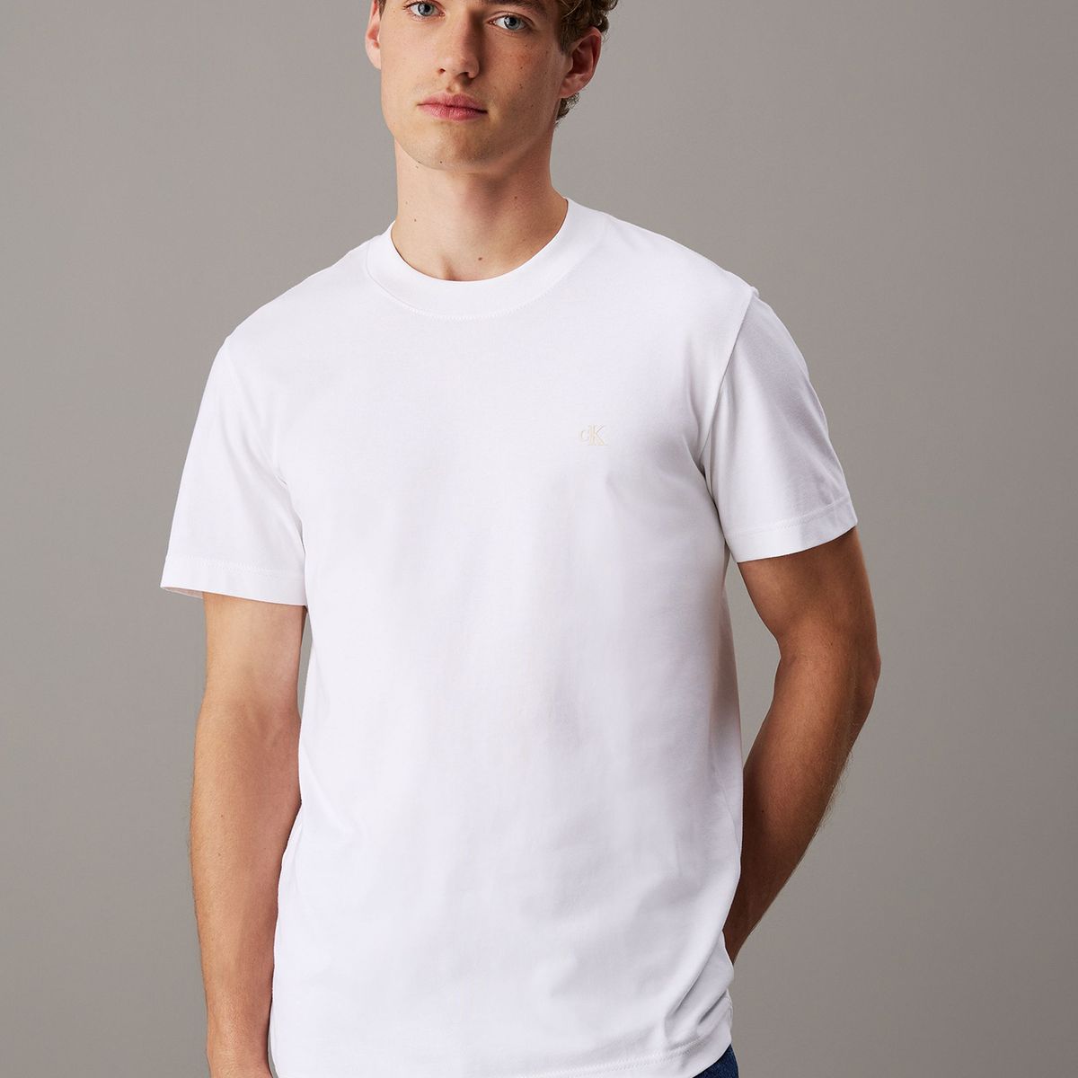 CALVIN KLEIN - Polera regular de punto pesado Blanco Calvin Klein