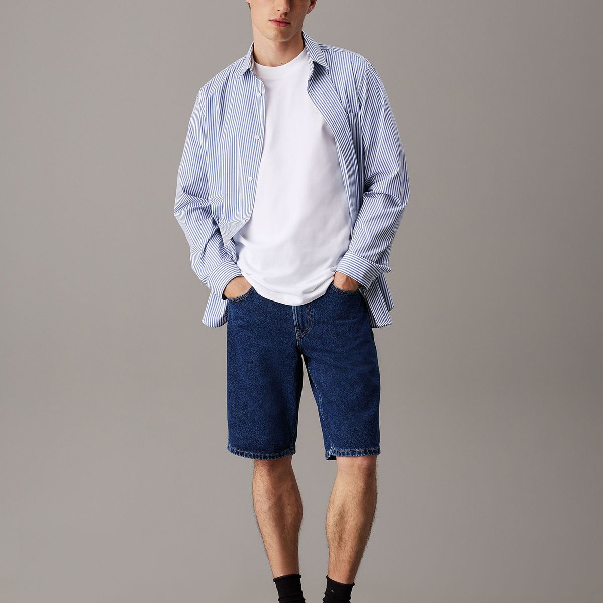 CALVIN KLEIN - Polera regular de punto pesado Blanco Calvin Klein