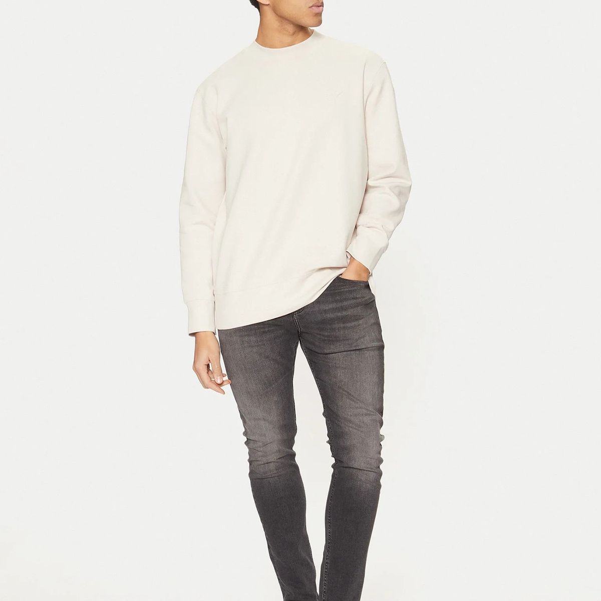 CALVIN KLEIN - Polerón de cuello redondo en tejido interlock suave Beige Calvin Klein