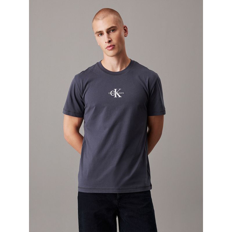 CALVIN KLEIN - Polera con monograma Azul Calvin Klein
