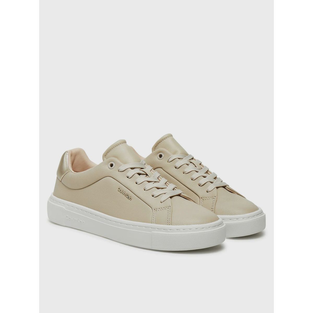 CALVIN KLEIN - Zapatillas de cuero Beige Calvin Klein