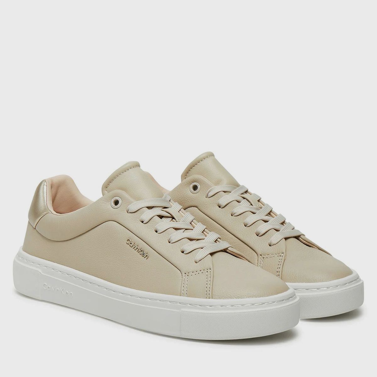 CALVIN KLEIN - Zapatillas de cuero Beige Calvin Klein