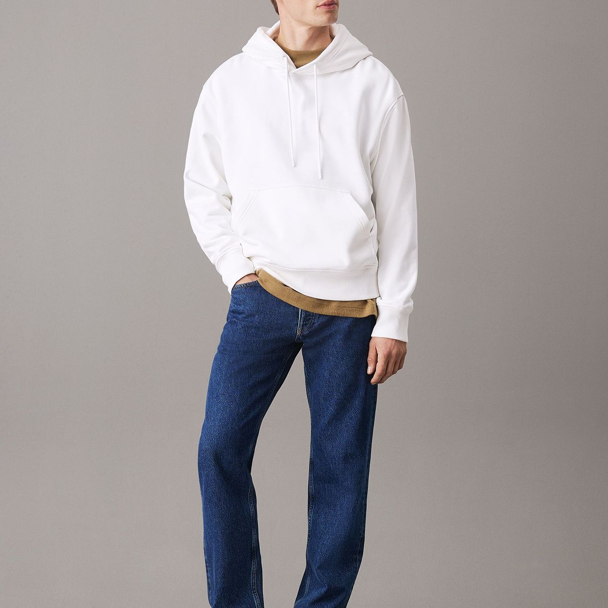 CALVIN KLEIN - Polerón con gorro y logo en la parte trasera Blanco Calvin Klein