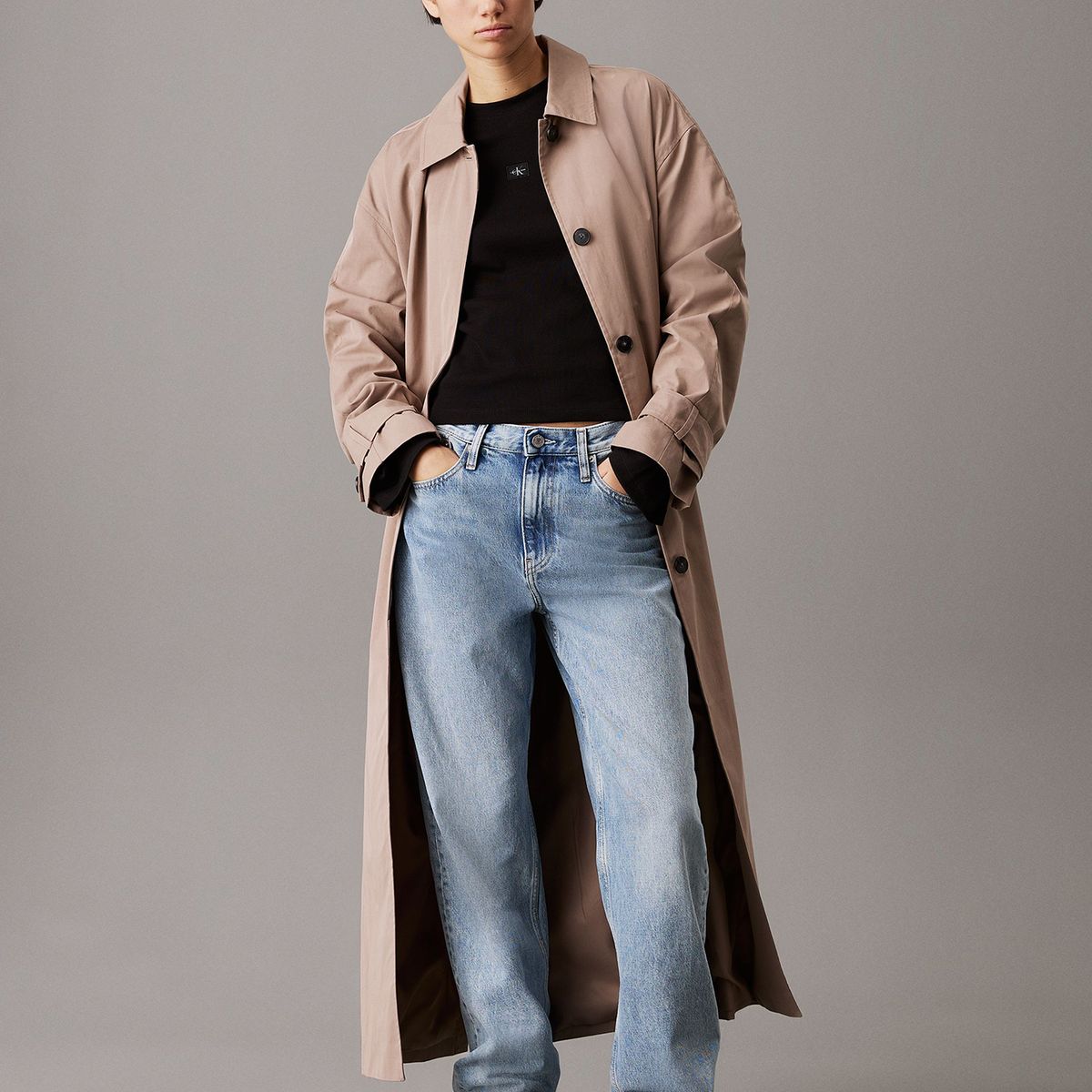 CALVIN KLEIN - Top slim de canalé de algodón Negro Calvin Klein