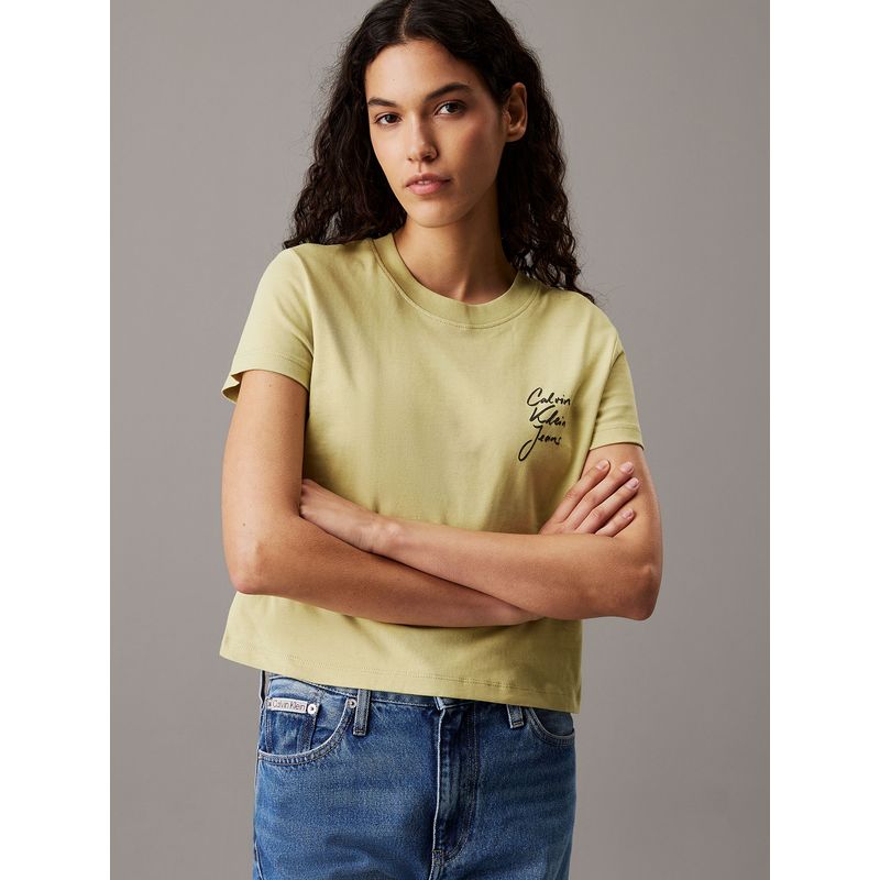 CALVIN KLEIN - Polera slim con logo Verde Calvin Klein