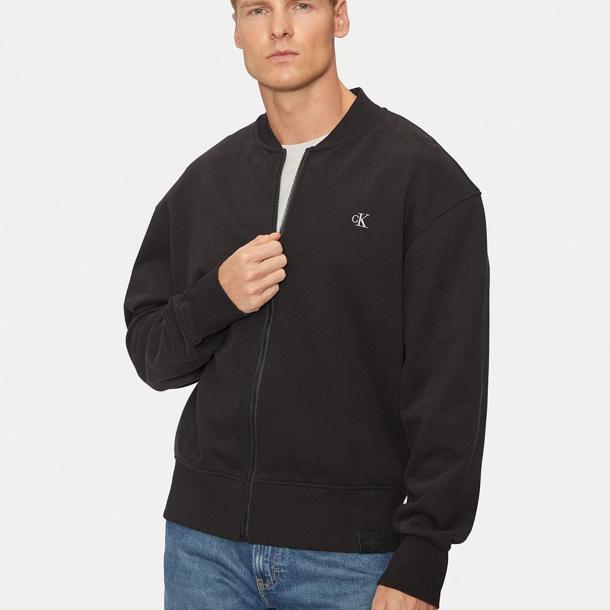 CALVIN KLEIN - Polerón bomber con bordado Negro Calvin Klein