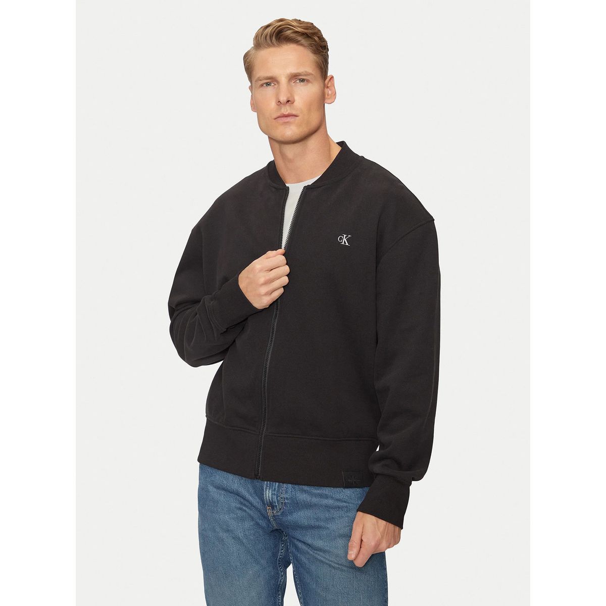 CALVIN KLEIN - Polerón bomber con bordado Negro Calvin Klein