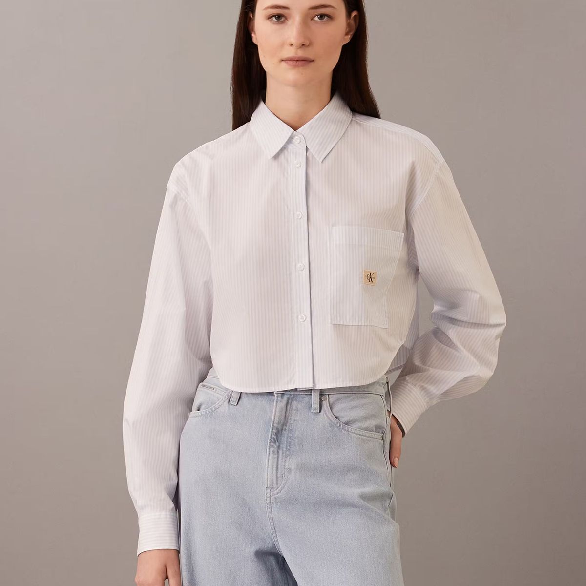 CALVIN KLEIN - Camisa cropped de popelín de algodón Blanco Calvin Klein