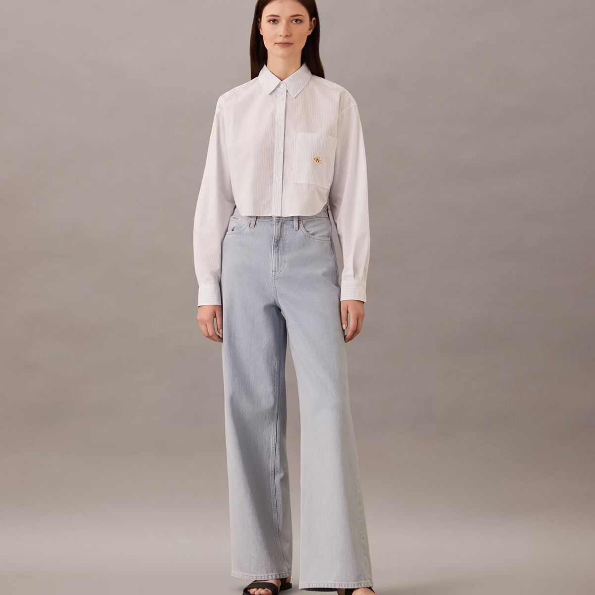 CALVIN KLEIN - Camisa cropped de popelín de algodón Blanco Calvin Klein