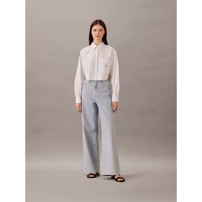 Imagen 2 del producto Camisa cropped de popelín de algodón Blanco