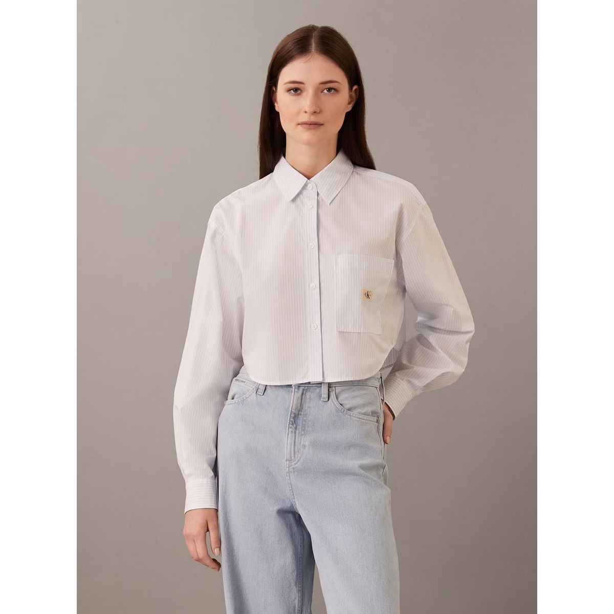 CALVIN KLEIN - Camisa cropped de popelín de algodón Blanco Calvin Klein