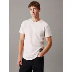 CALVIN KLEIN - Polera de algodón con insignia Blanco