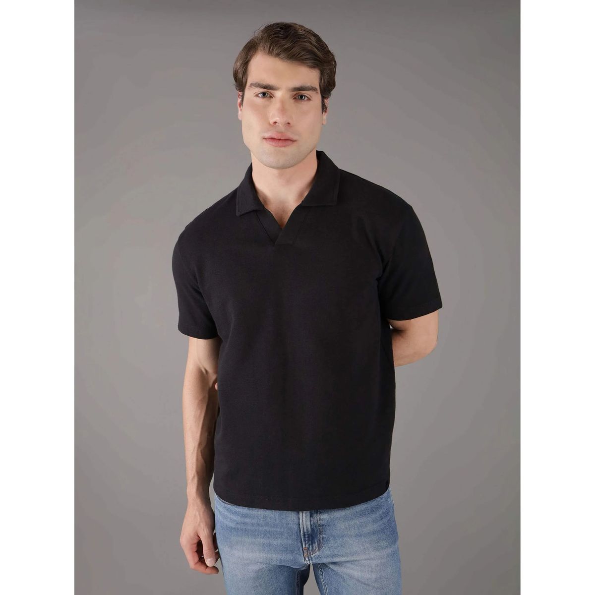 CALVIN KLEIN - Polo texturizado con tejido crepé Negro Calvin Klein