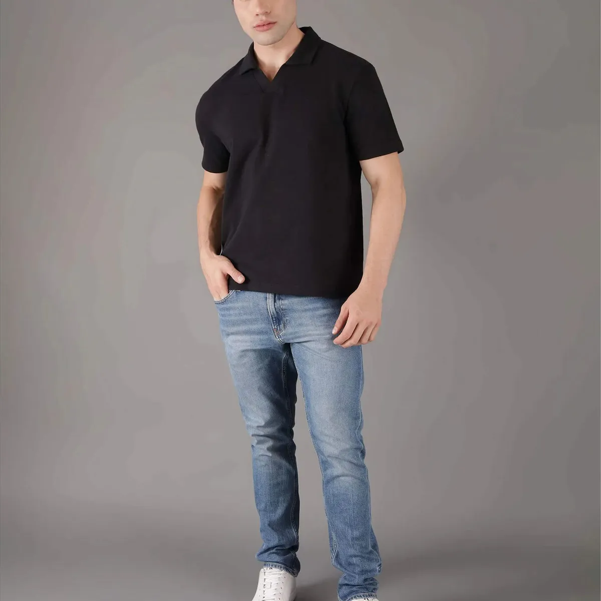 CALVIN KLEIN - Polo texturizado con tejido crepé Negro Calvin Klein