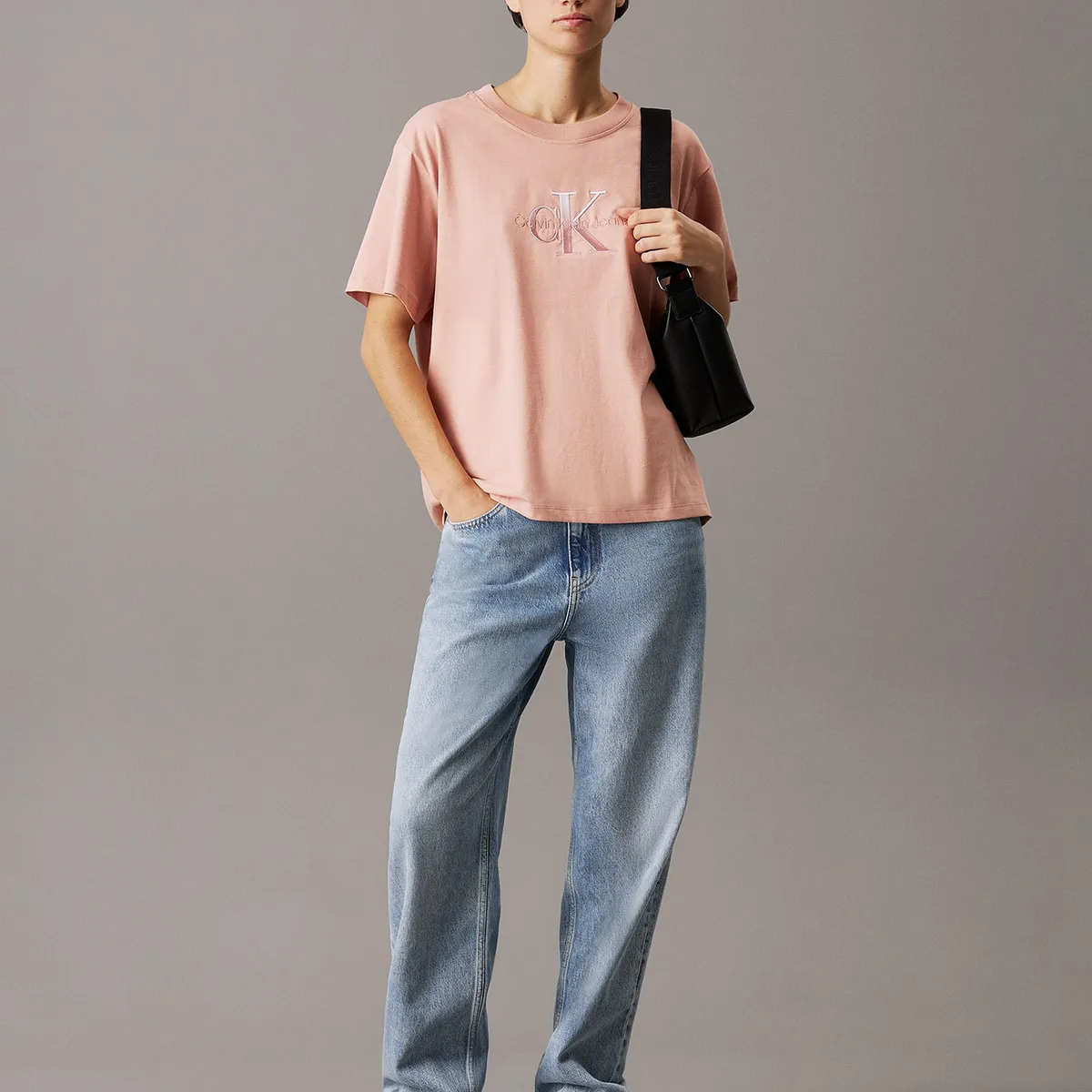 CALVIN KLEIN - Polera holgada con monograma Rosado Calvin Klein TGW