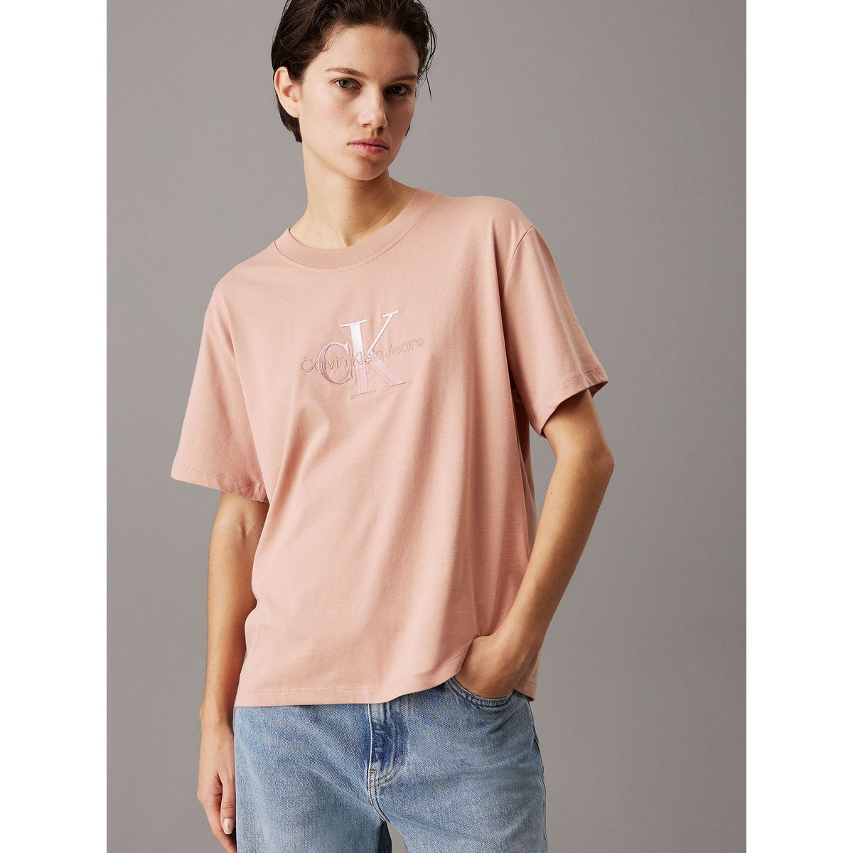 CALVIN KLEIN - Polera holgada con monograma Rosado Calvin Klein TGW