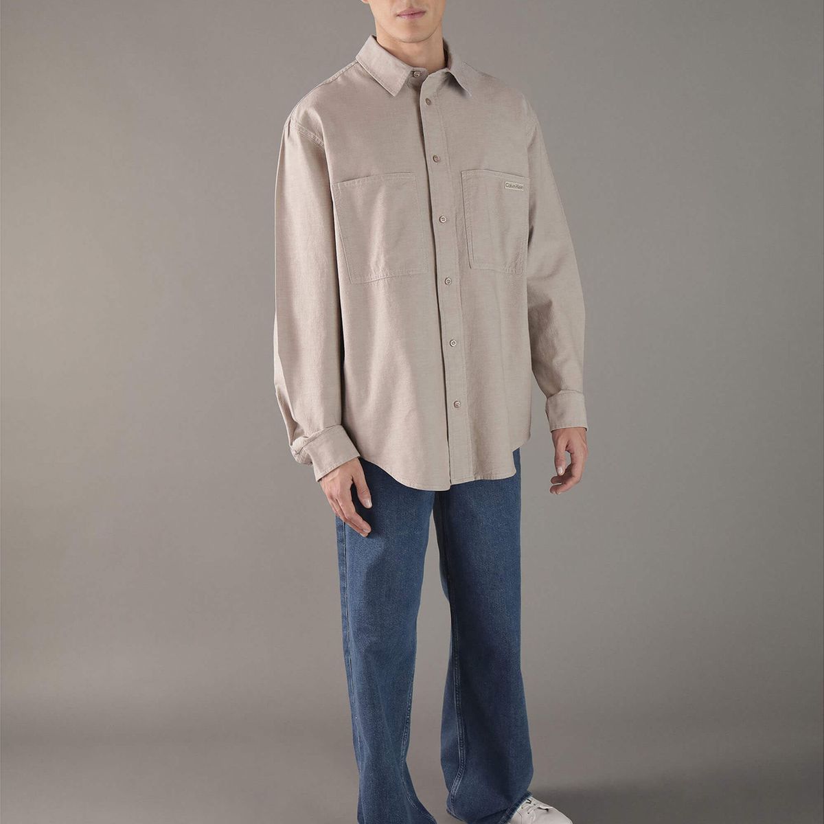 CALVIN KLEIN - Camisa holgada de cambray de algodón Gris Calvin Klein