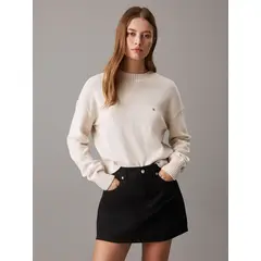 CALVIN KLEIN - Sweater de algodón con monograma Beige
