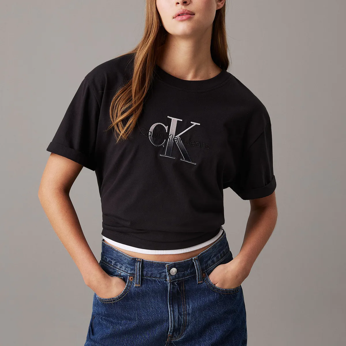 CALVIN KLEIN - Polera holgada con monograma Negro Calvin Klein