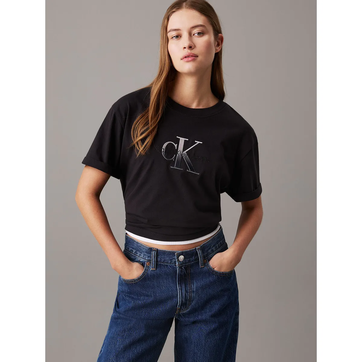 CALVIN KLEIN - Polera holgada con monograma Negro Calvin Klein