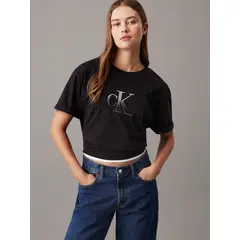 CALVIN KLEIN - Polera holgada con monograma Negro