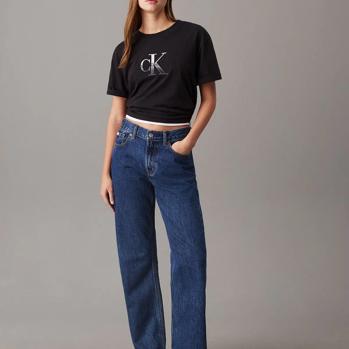 CALVIN KLEIN - Polera holgada con monograma Negro Calvin Klein
