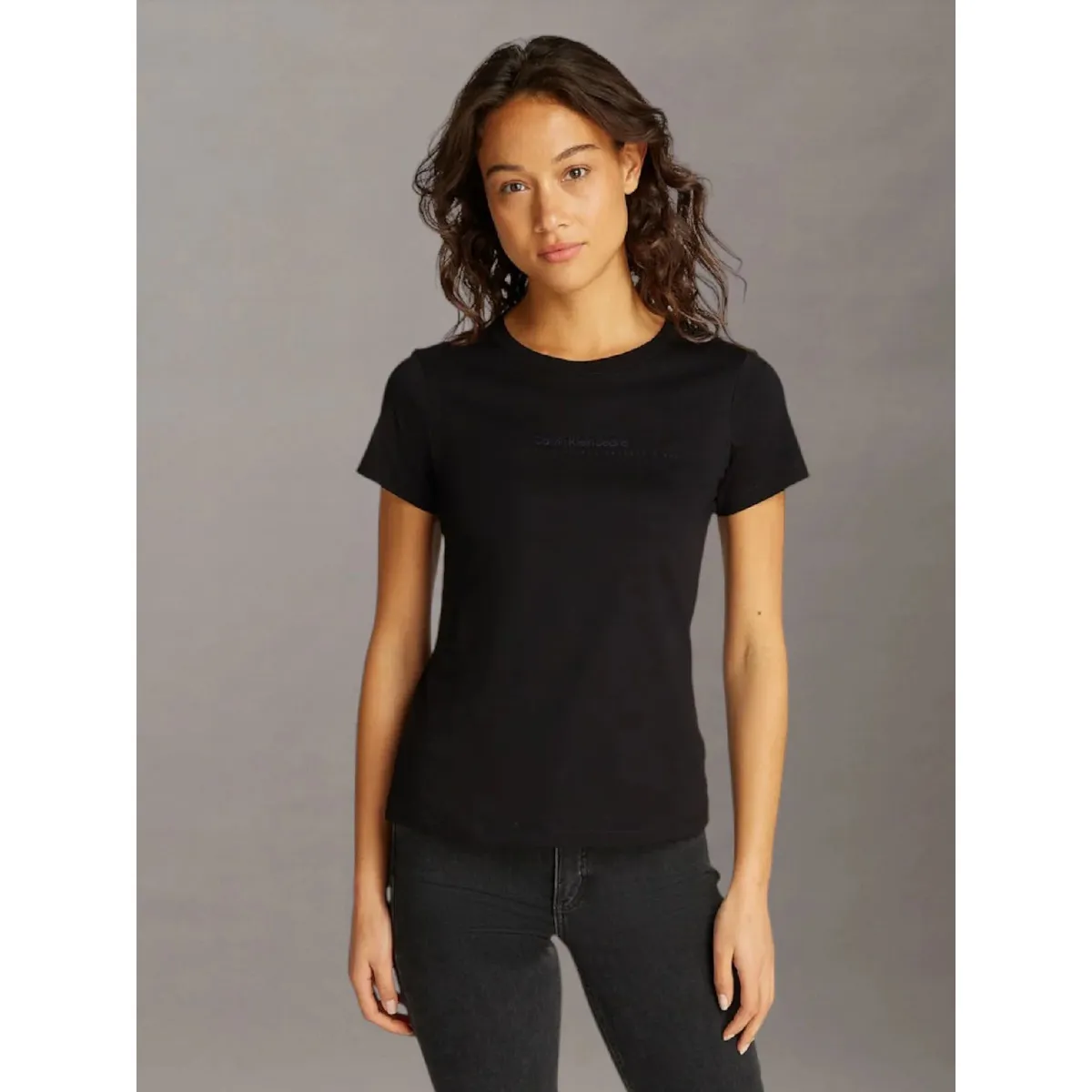 CALVIN KLEIN - Polera slim con logo Negro Calvin Klein