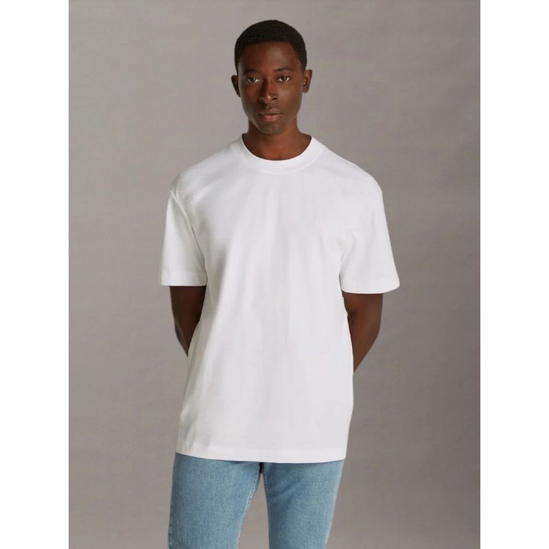 CALVIN KLEIN - Polera suave con monograma en capas Blanco Calvin Klein