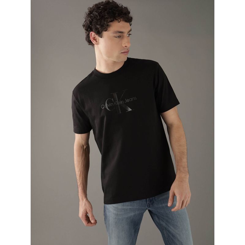 CALVIN KLEIN - Polera con monograma brillante Negro Calvin Klein