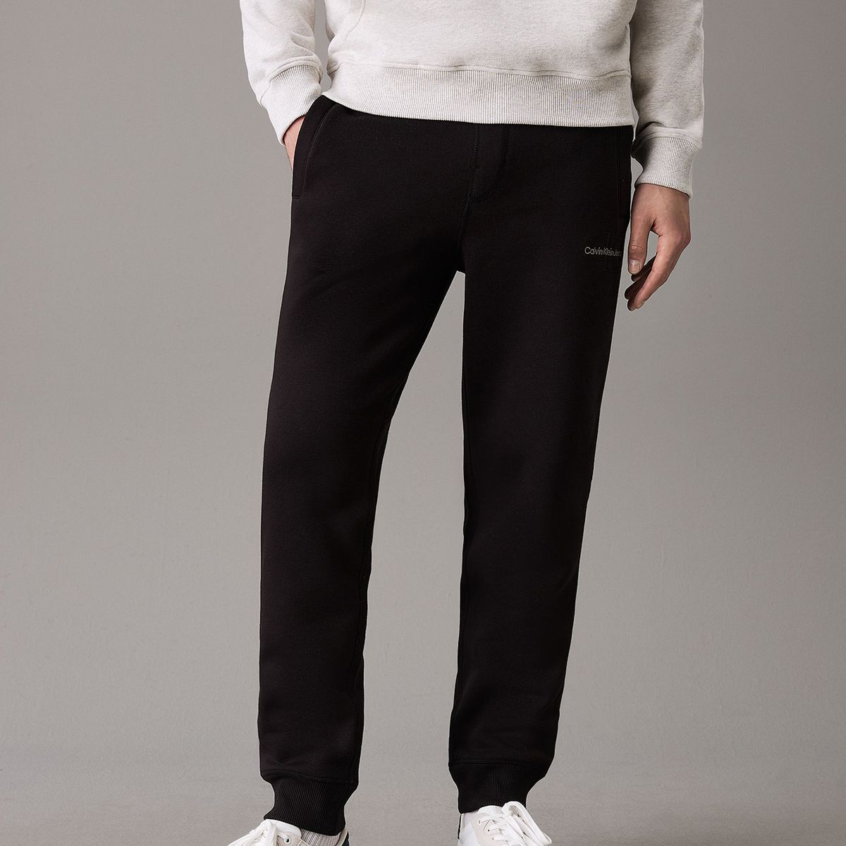 CALVIN KLEIN - Pantalón de chándal de felpa con monograma Negro Calvin Klein