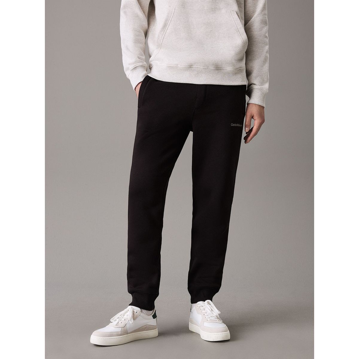 CALVIN KLEIN - Pantalón de chándal de felpa con monograma Negro Calvin Klein