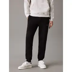 CALVIN KLEIN - Pantalón de chándal de felpa con monograma Negro