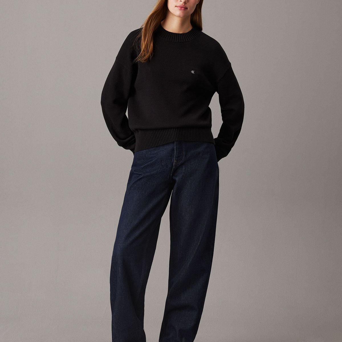 CALVIN KLEIN - Sweater de algodón con monograma Negro Calvin Klein