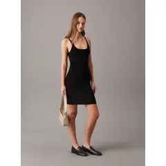 CALVIN KLEIN - Vestido estilo bodycon de punto canal Negro