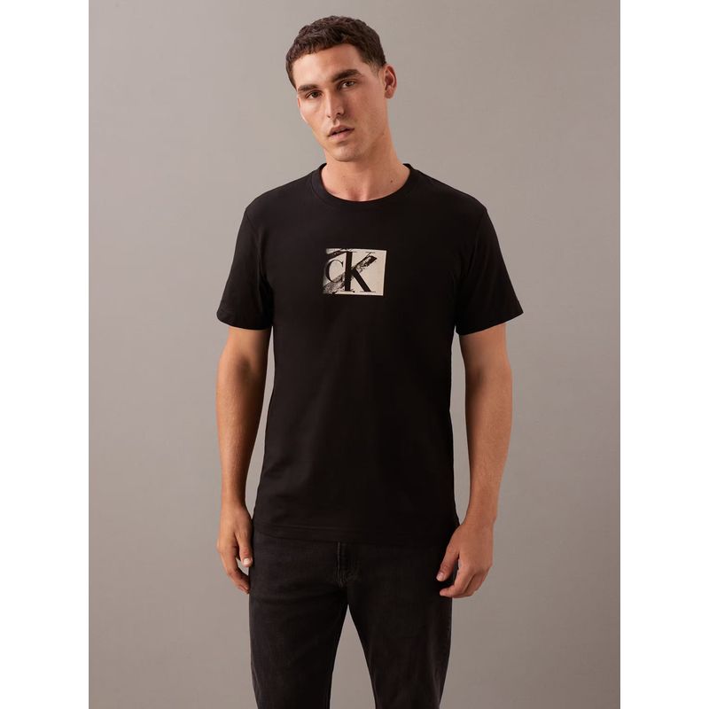 CALVIN KLEIN - Polera con logotipo en caja pequeña Negro Calvin Klein