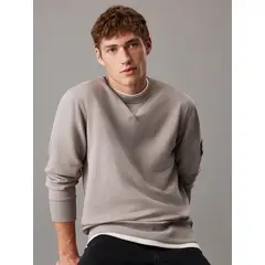 CALVIN KLEIN - Poleron de algodón con insignia Gris