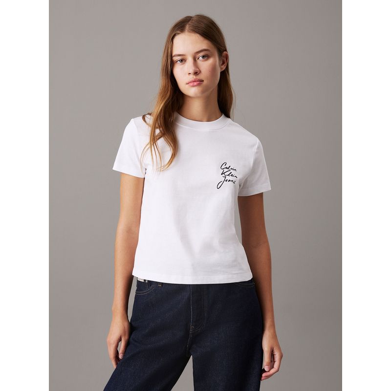 CALVIN KLEIN - Polera slim con logo Blanco Calvin Klein
