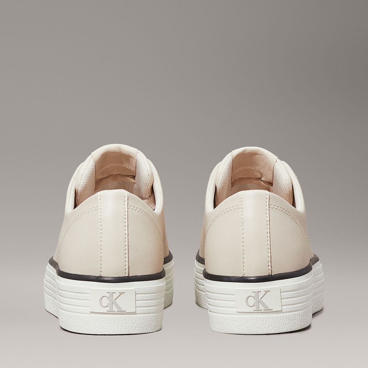 CALVIN KLEIN - Zapatillas de plataforma de cuero Beige Calvin Klein