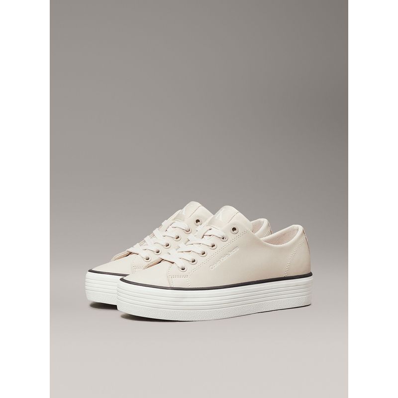 CALVIN KLEIN - Zapatillas de plataforma de cuero Beige Calvin Klein