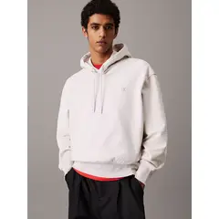 CALVIN KLEIN - Polerón con gorro de felpa de algodón Beige