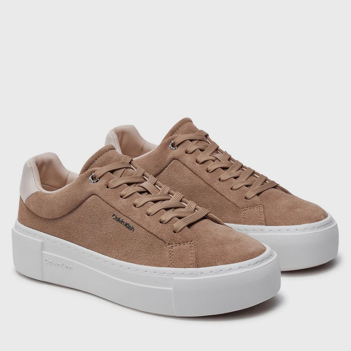 CALVIN KLEIN - Zapatillas de ante de plataforma Café Calvin Klein