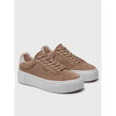 CALVIN KLEIN - Zapatillas de ante de plataforma Café