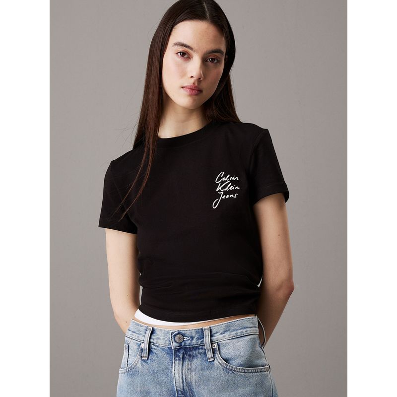 CALVIN KLEIN - Polera slim con logo Negro Calvin Klein