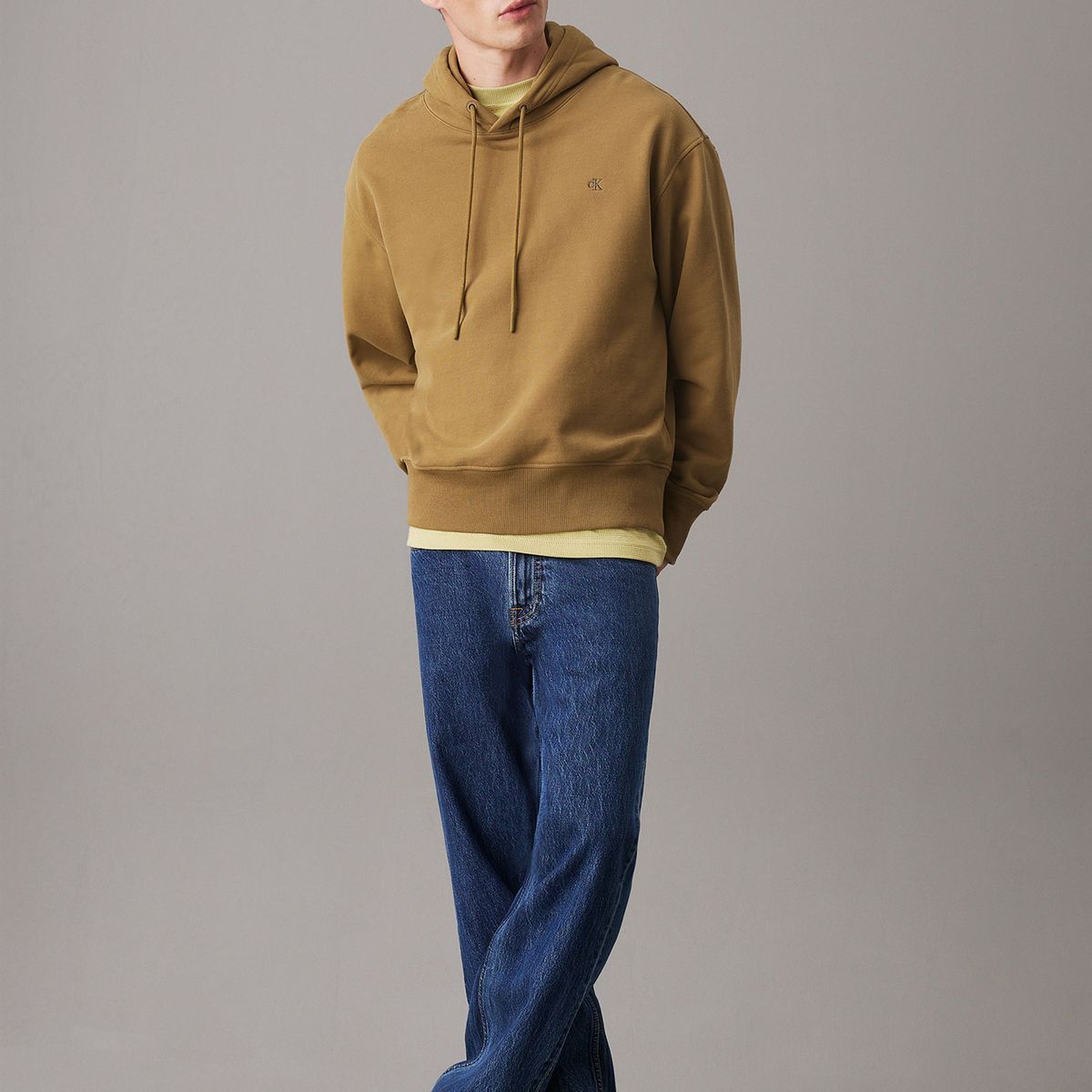 CALVIN KLEIN - Polerón con gorro de felpa de algodón Verde Calvin Klein