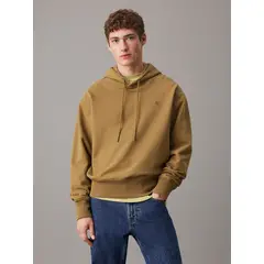 CALVIN KLEIN - Polerón con gorro de felpa de algodón Verde