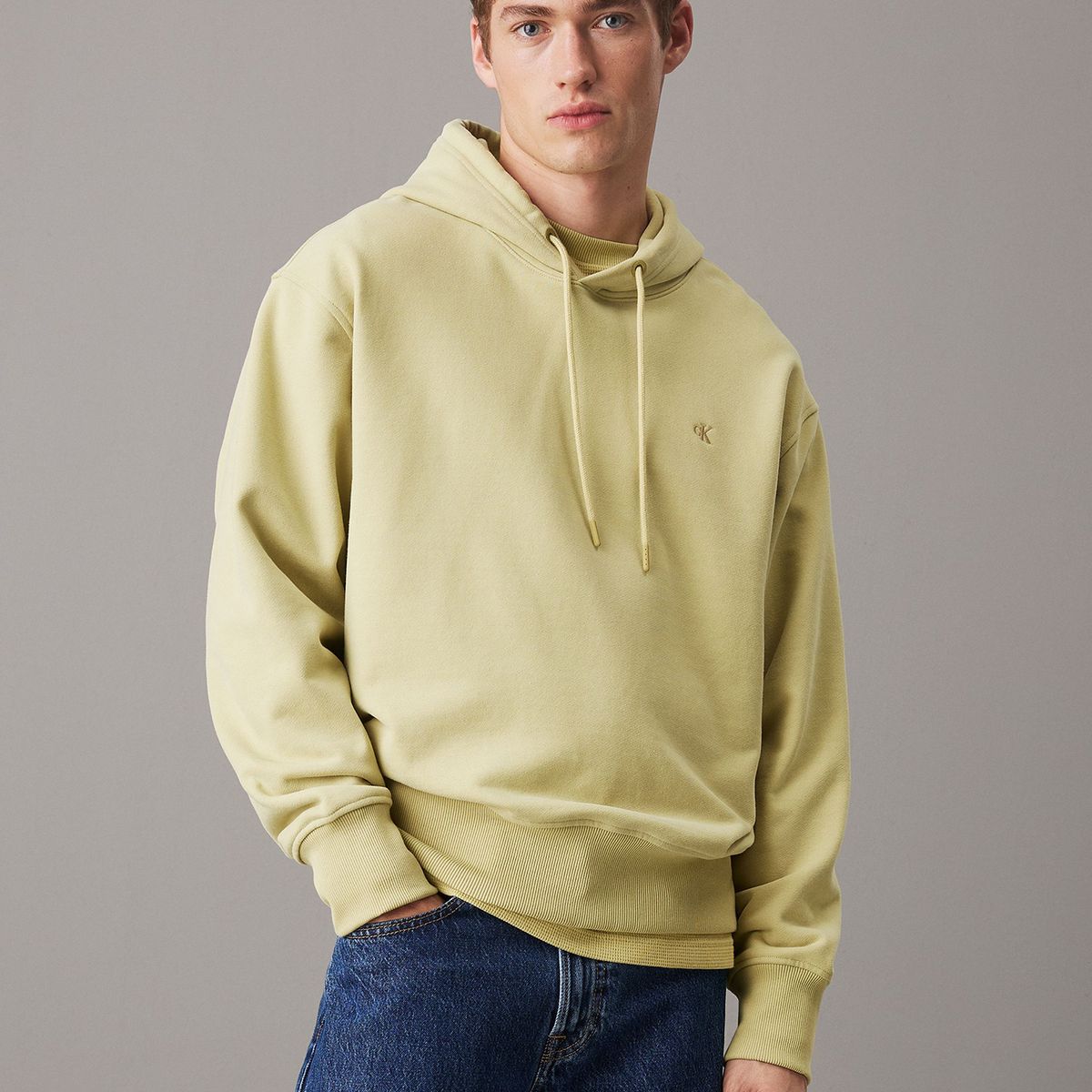 CALVIN KLEIN - Polerón con gorro de felpa de algodón Verde Calvin Klein